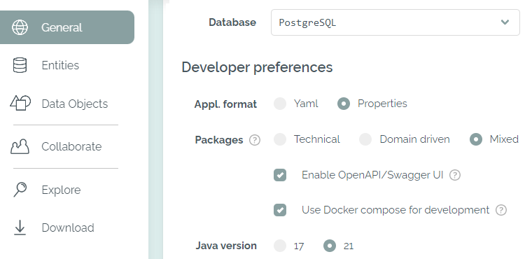 Developer preferences in the Free plan