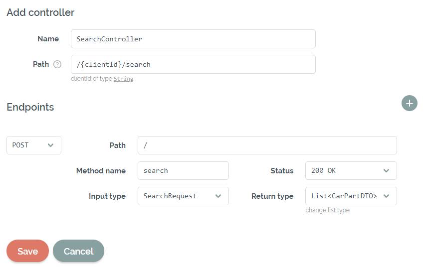Our new controller with the search endpoint