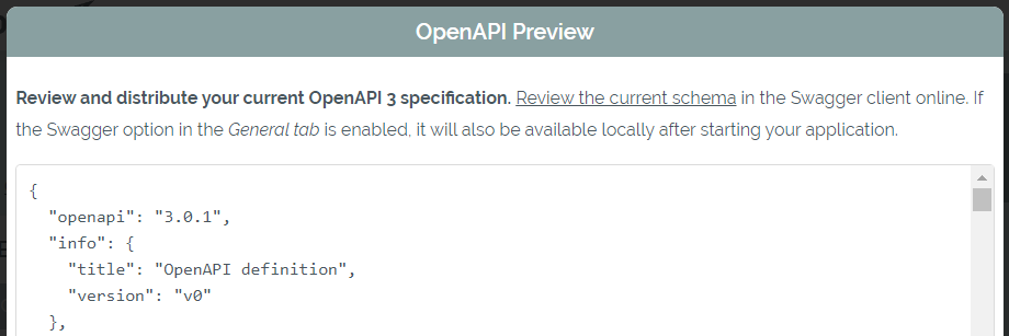 Open API Preview in the Controllers tab