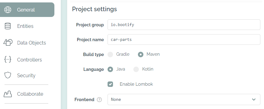 Adjusting the Project settings