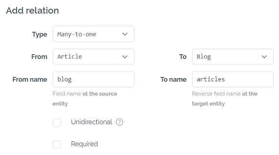 Creating a Many-to-one relationship in Bootify
