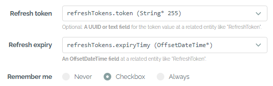 Refresh token with a remember-me option