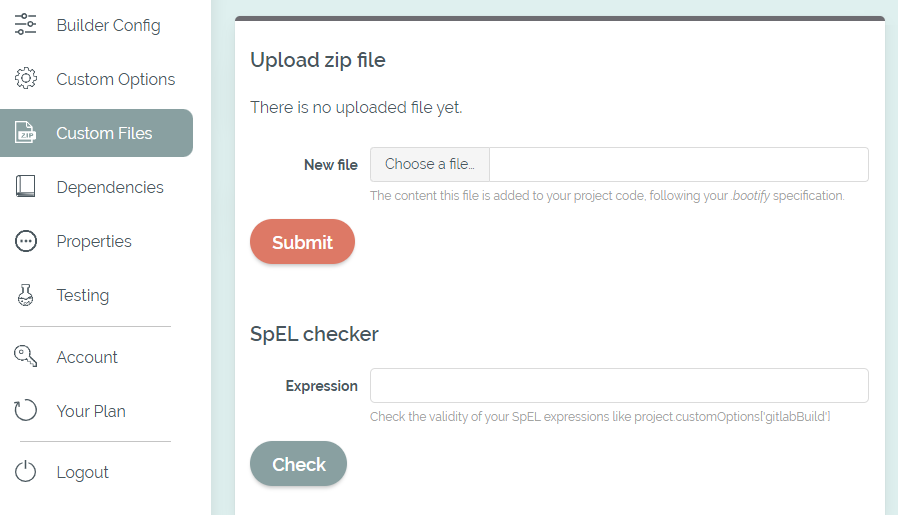 Upload a zip with your custom files