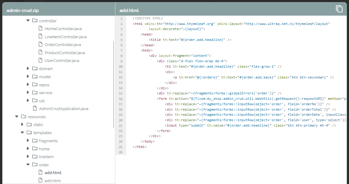 Reviewing the generated code