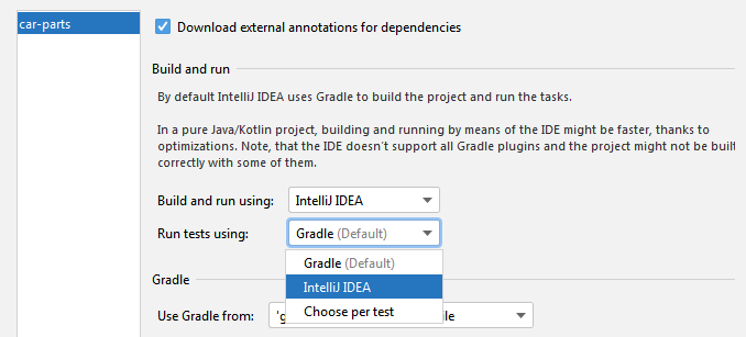 Adjusting gradle preferences