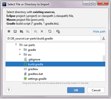 Import project from existing sources