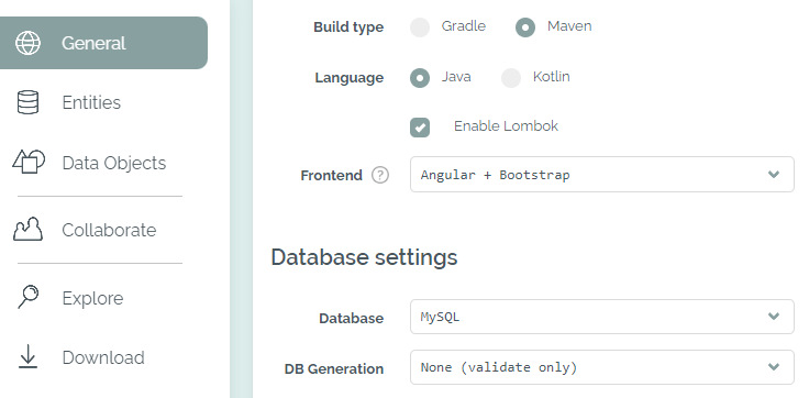 Part of the general settings of the migrated app