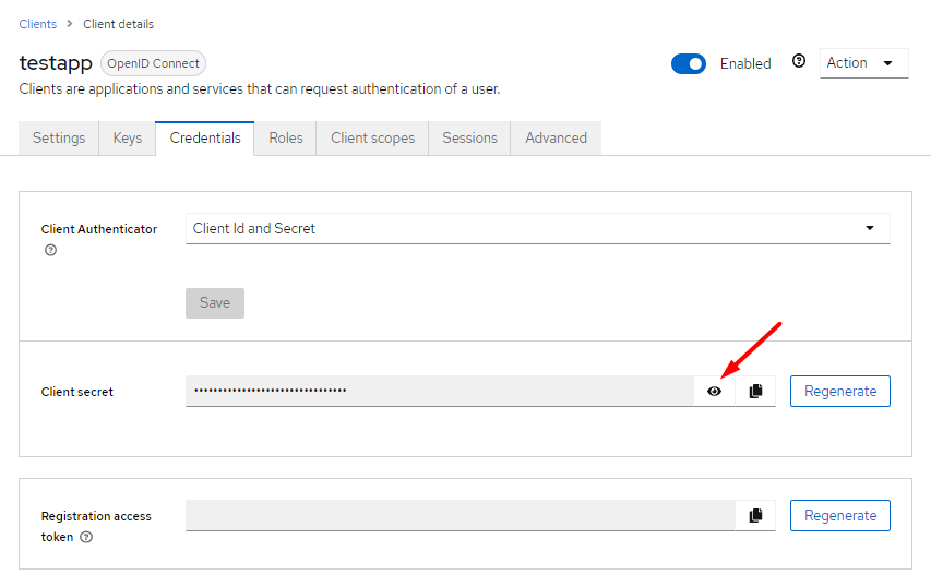 Copying the client secret into our Spring Boot app