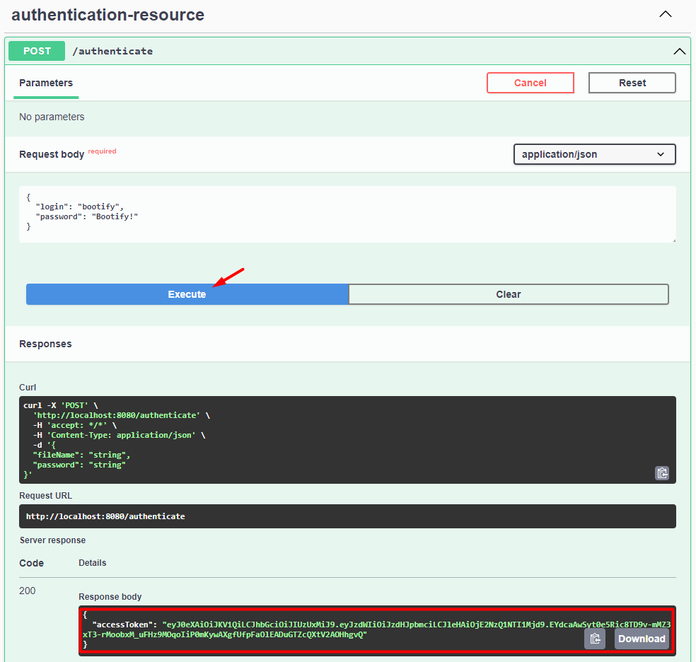Authentication for obtaining our JWT Authentication for obtaining our JWT