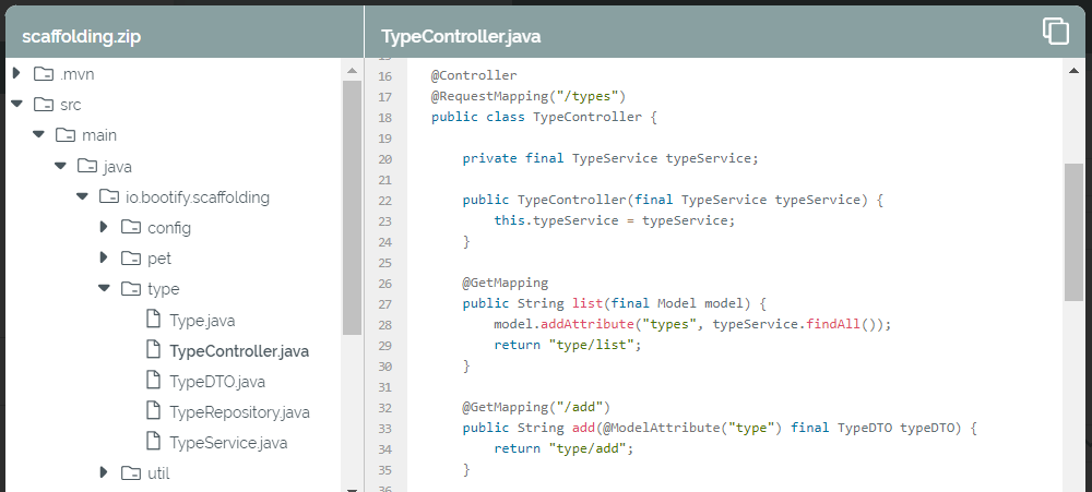 Reviewing the generated MVC controller of our app